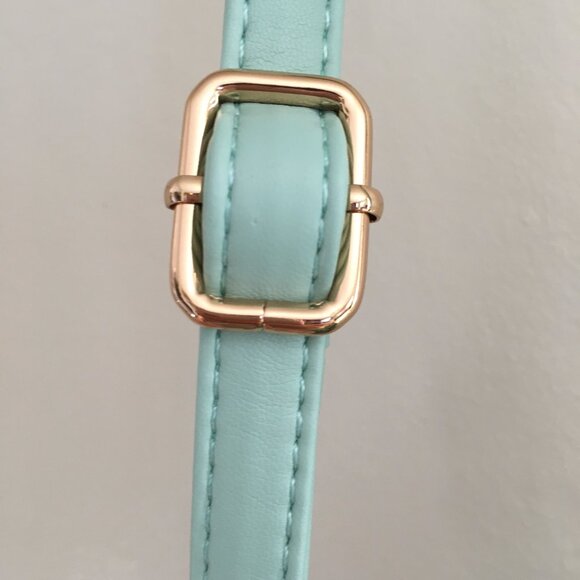 NWT Anthropologie Mini Knot Satchel Crossbody Pastel Blue/Green Purse - Picture 9 of 10